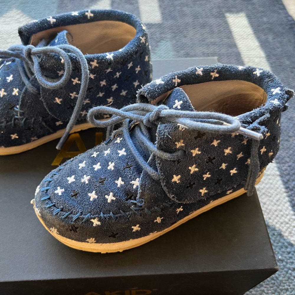Unisex Akid "Stone - Plus Sign" Suede Moccasin in Royal Blue - 9C